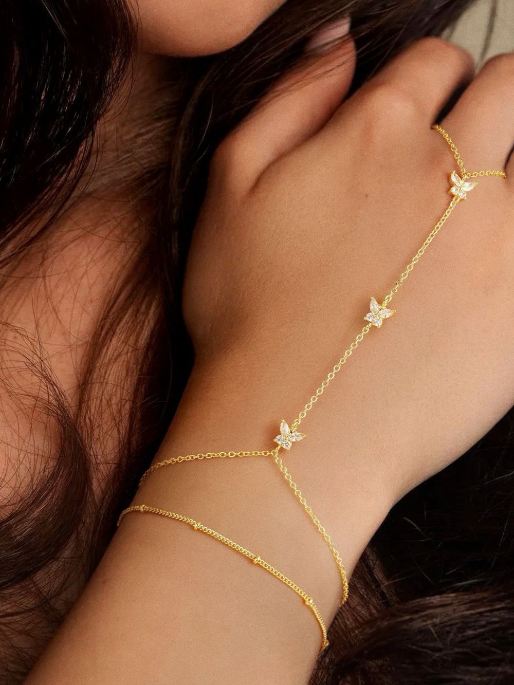 NWT Turandoss 2 Piece Hand Chain Bracelet 18K
